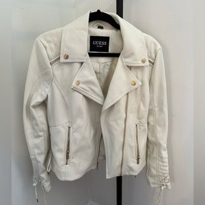 NWOT GUESS white leather jacket